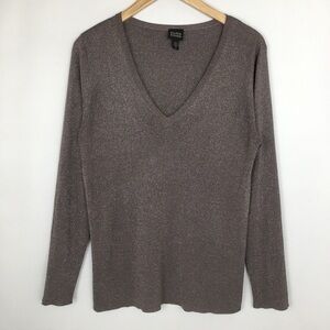 Eileen Fischer Shimmer Top Metallic Tan Gold Women’s Sz M Capsule Wardrobe